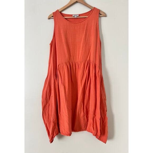 Orientique Naturally Australian Orange Asymmetrical Trapeze Linen Cotton M - Picture 1 of 7
